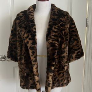 Vintage Calvin Klein Faux fur leopard print jacket